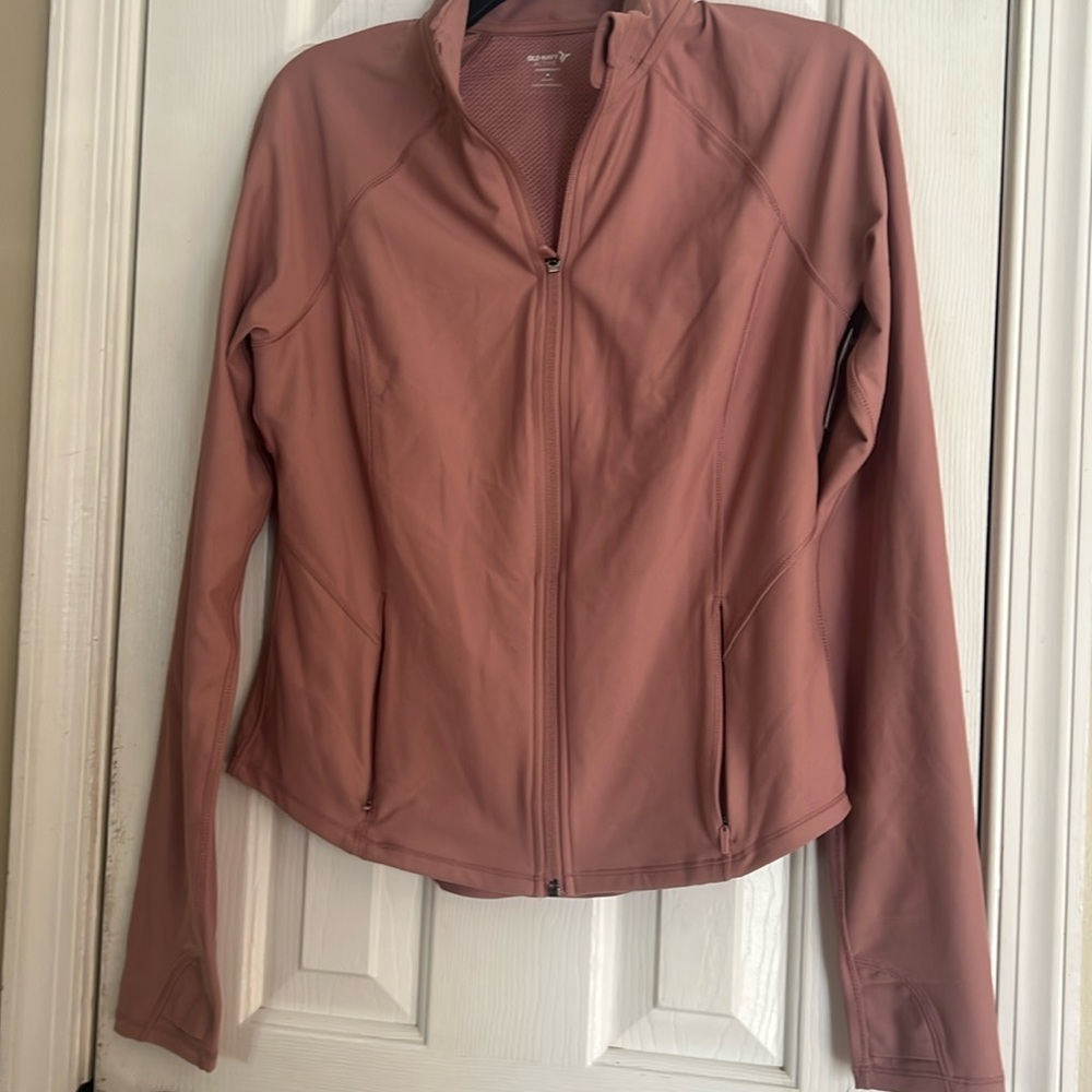 Old Navy PowerSoft Rib Full Zip Activewear Pink Jacket